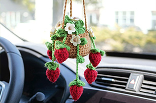 Crocheted Strawberry Mini Plant Décor