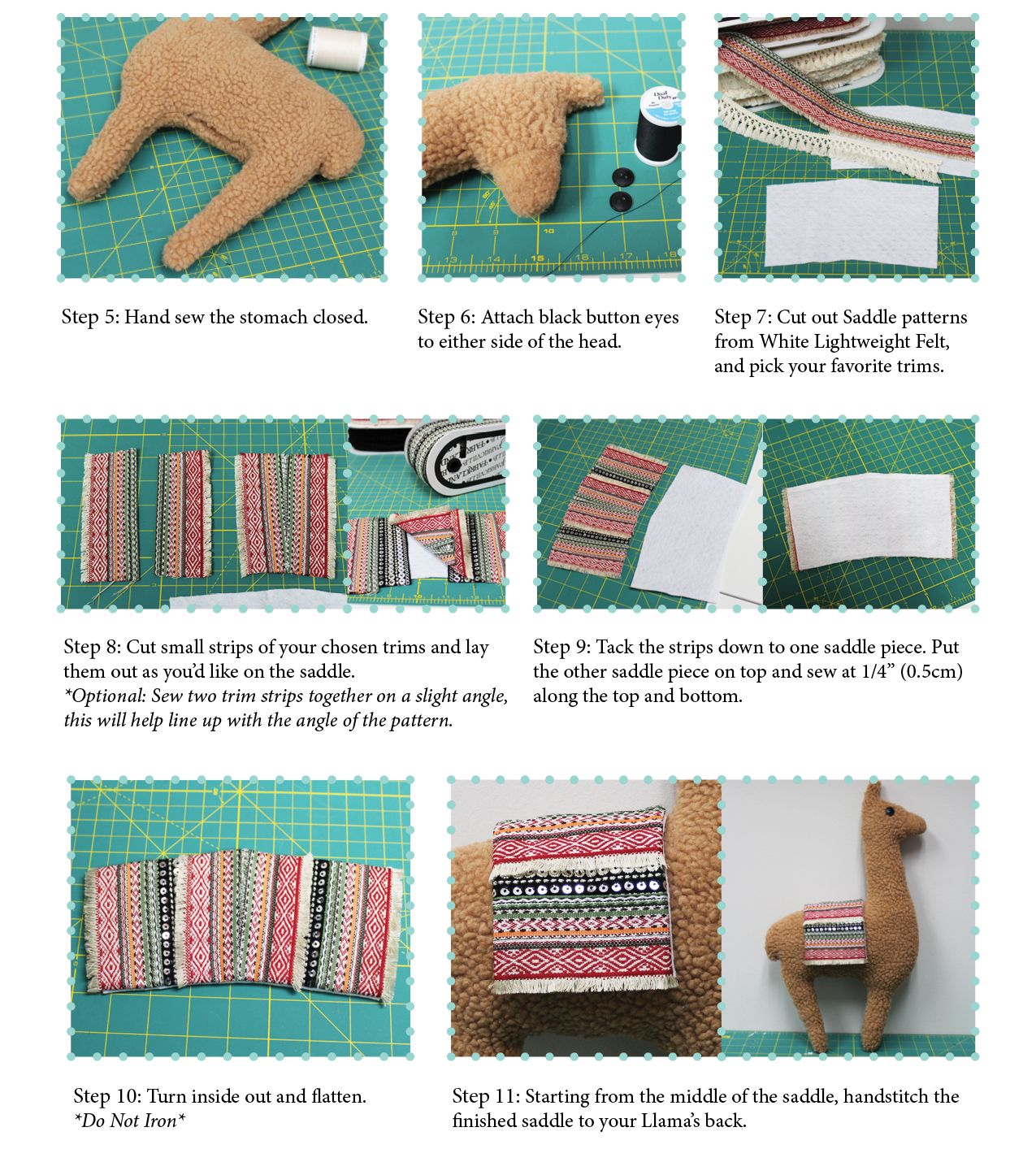 Second set of steps to creating your own Llama Pillow