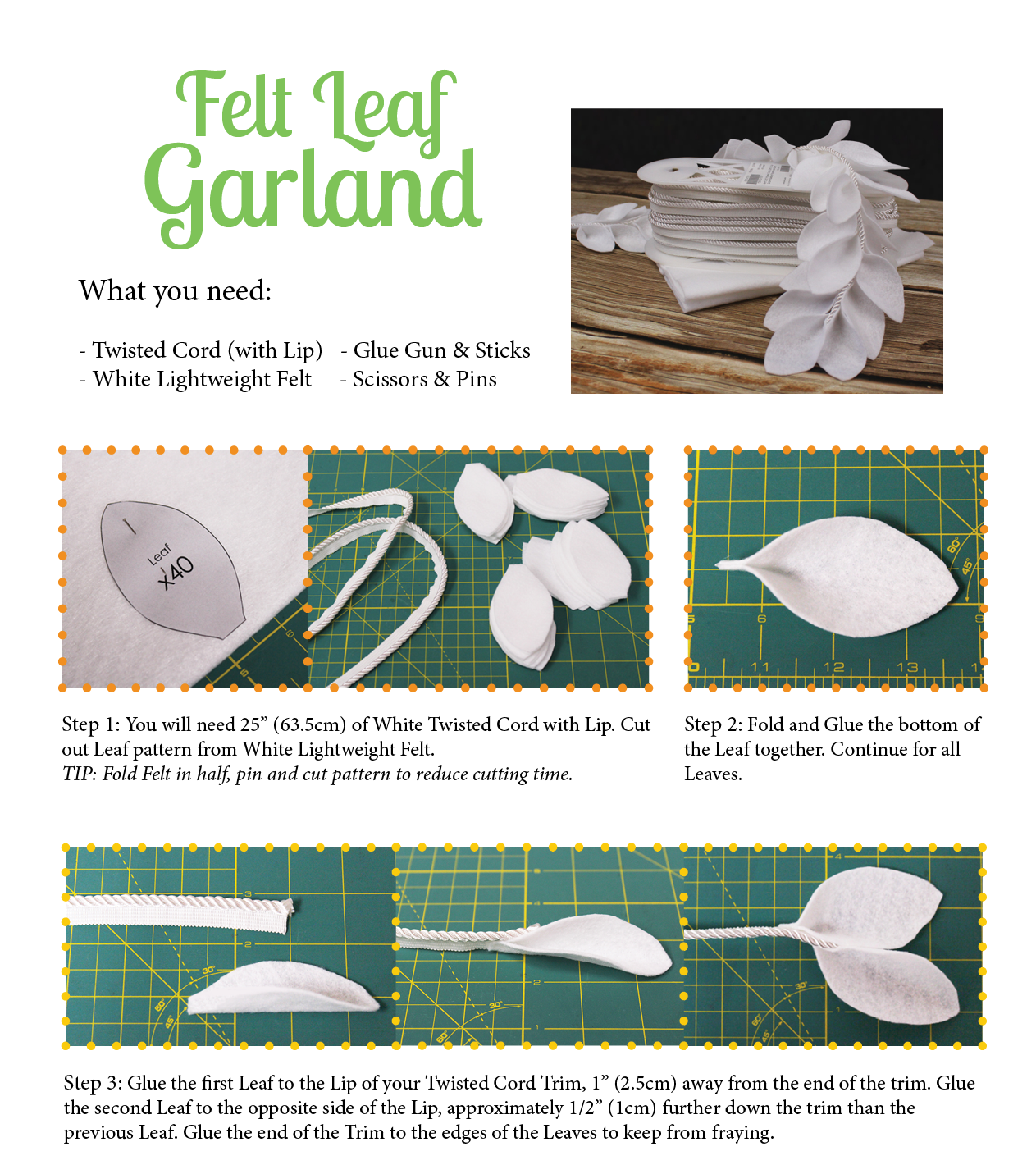 First set of steps to creating your own Felt Leaf Garland