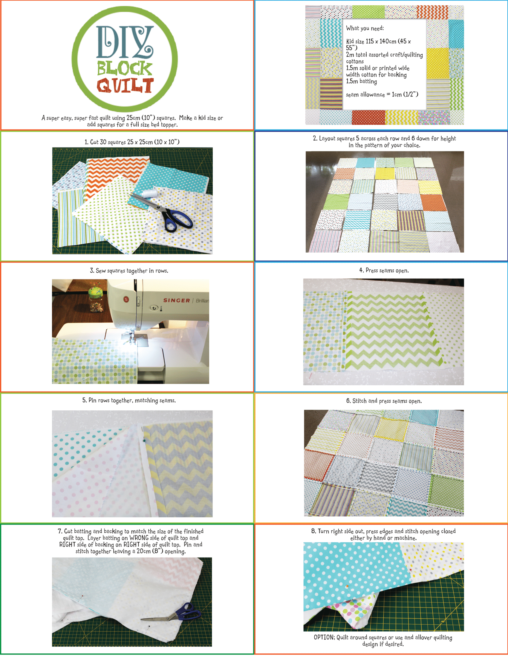 Steps to create your own block quilt.