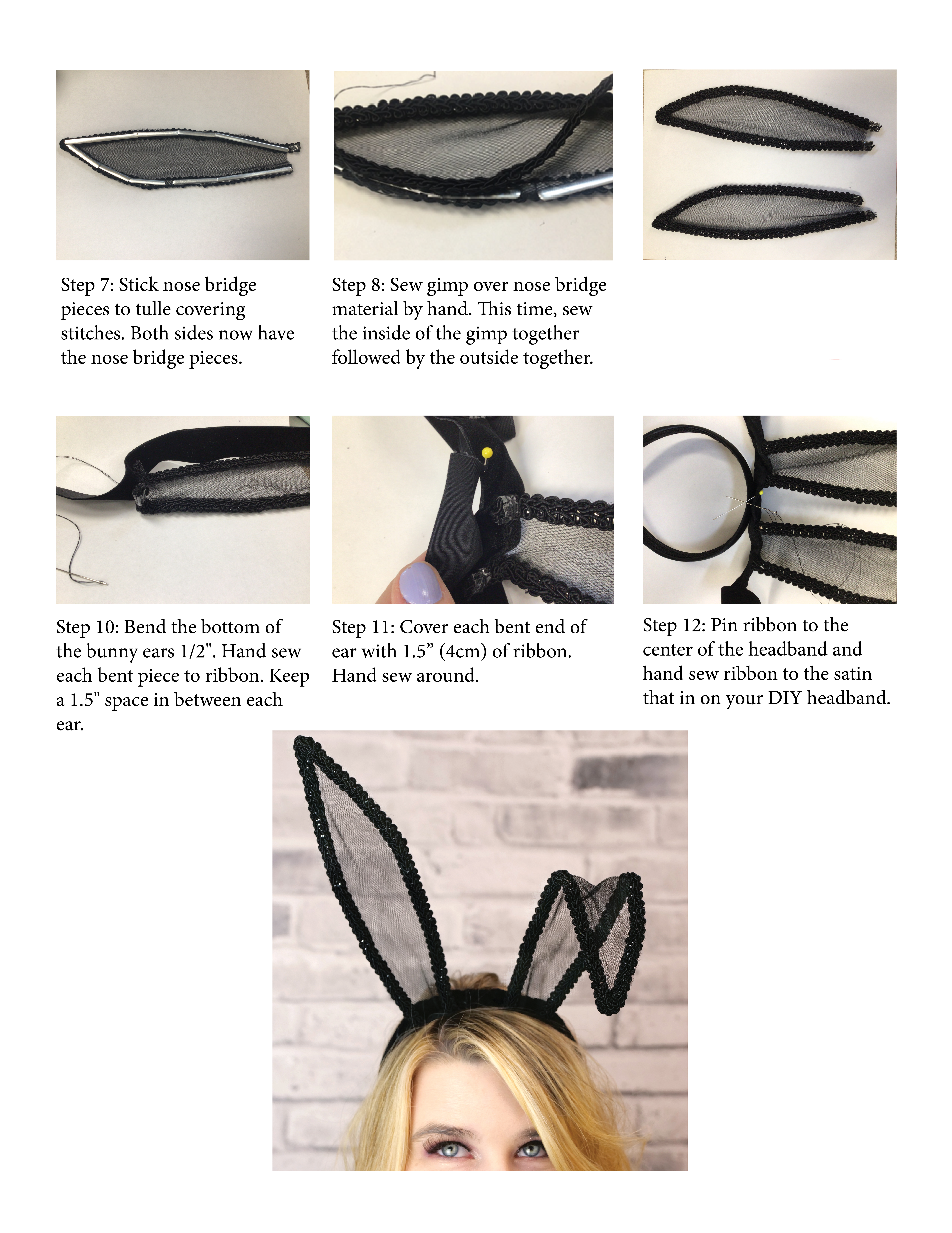 Last set of steps to creating your own flexible bunny ears for adults