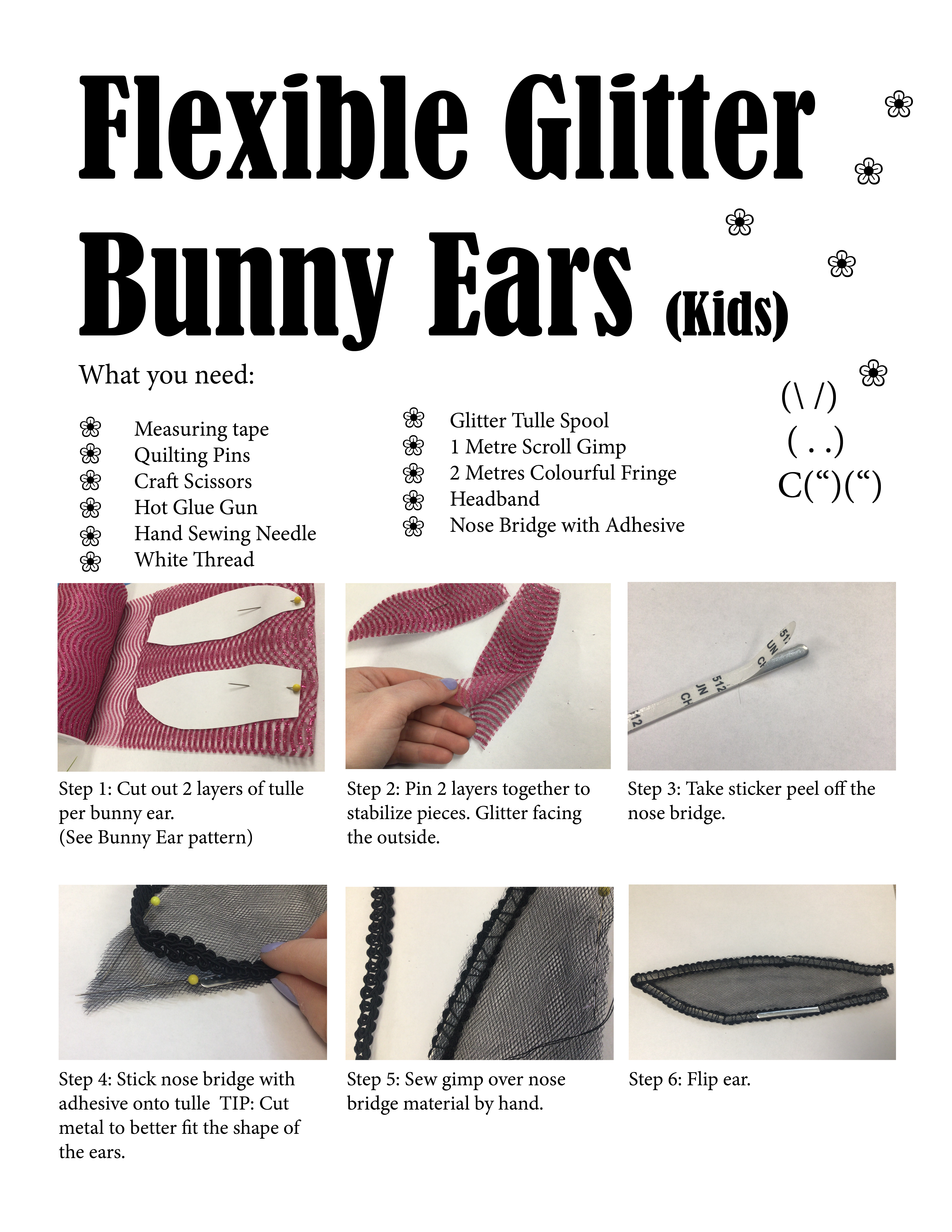 First set of steps to creating your own flexible bunny ears for children