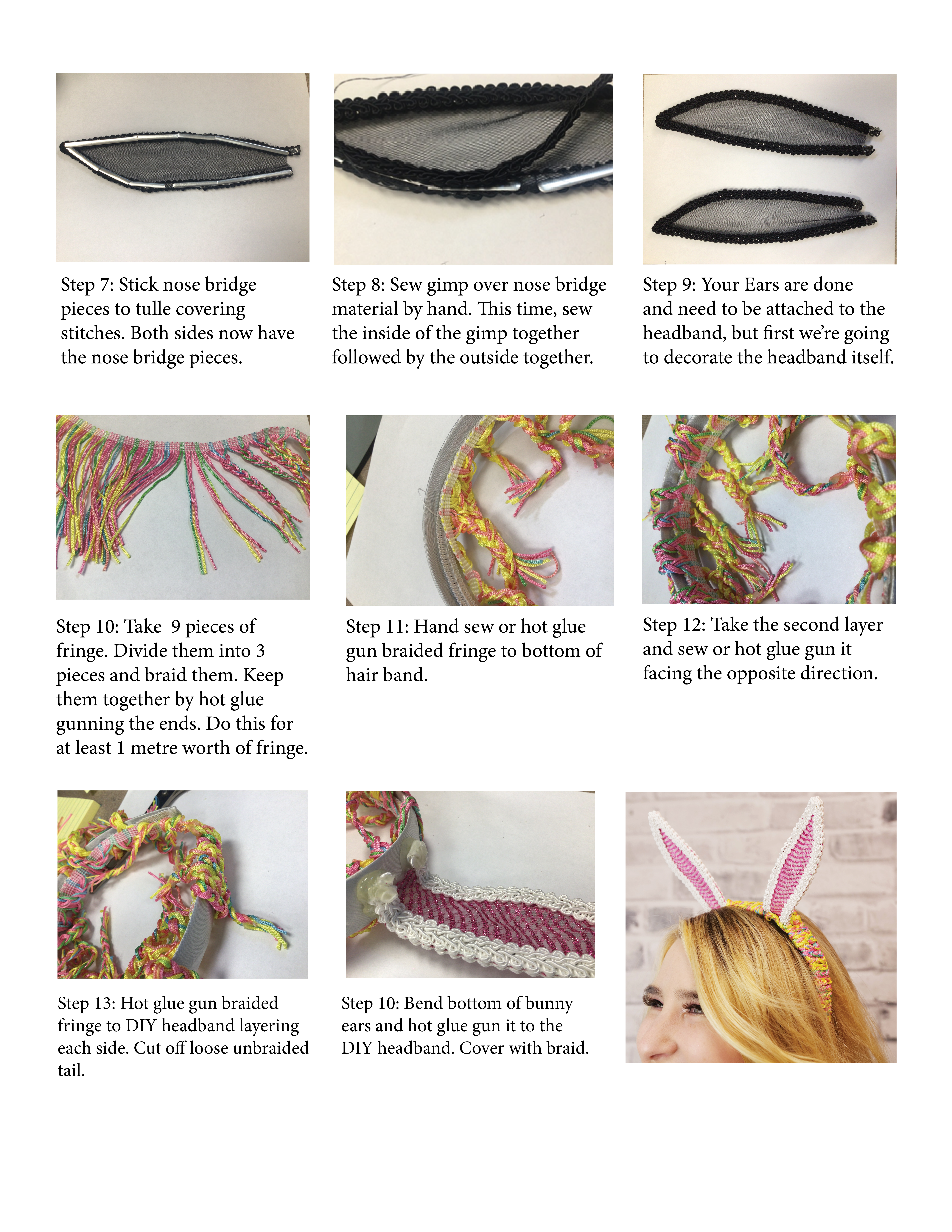 Last set of steps to creating your own flexible bunny ears for children