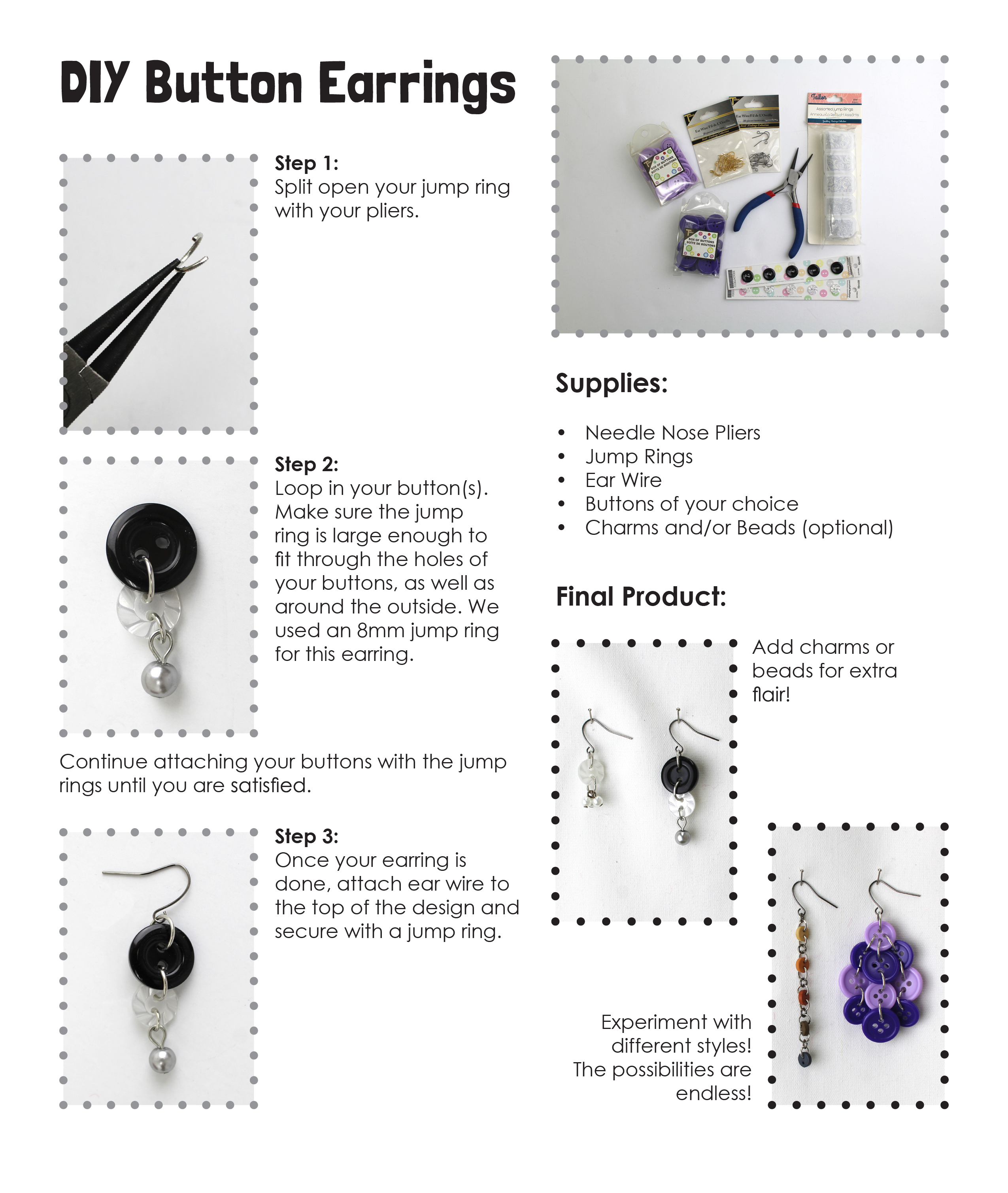 Steps to create your button earrings