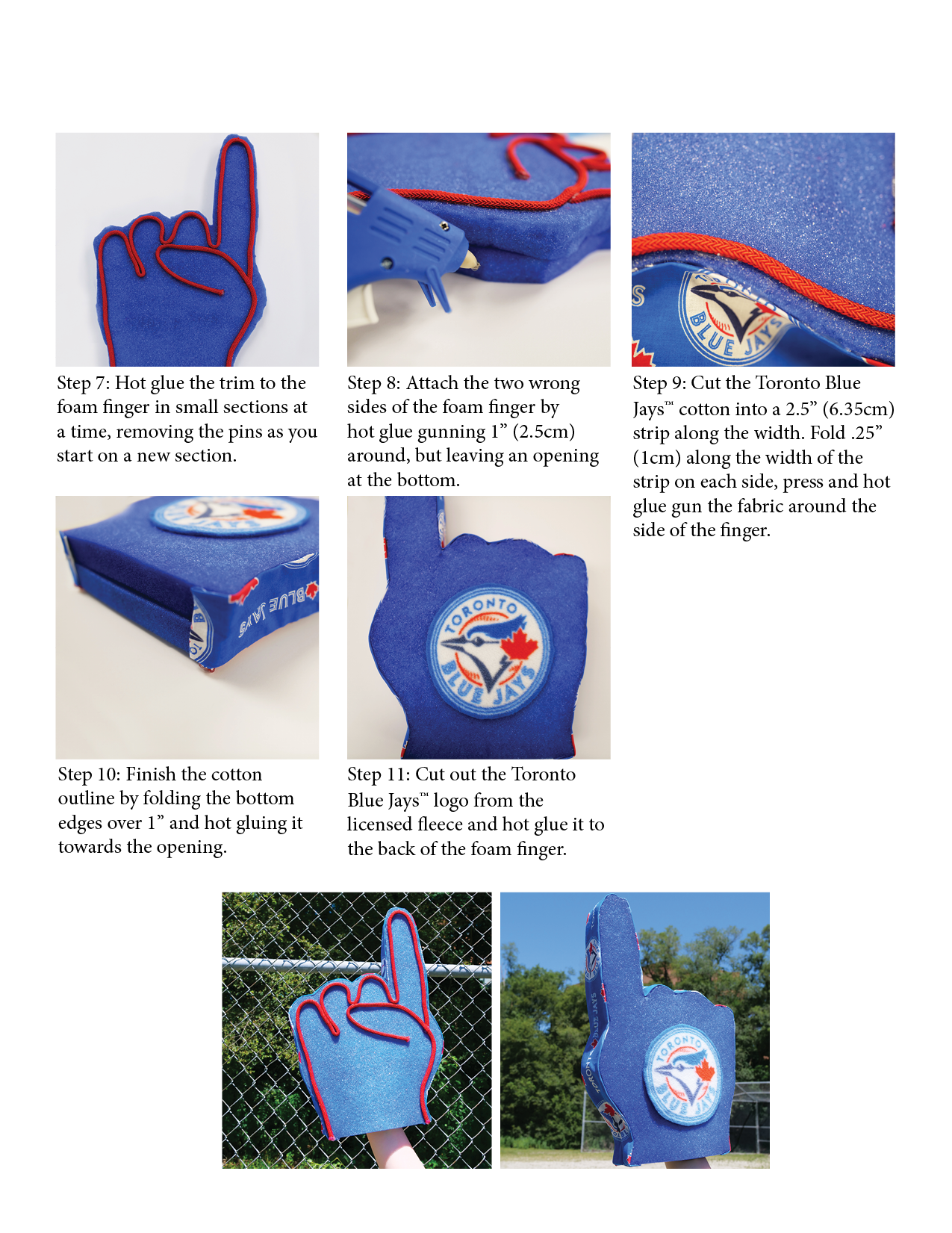 Second set of steps to creating your own foam finger
