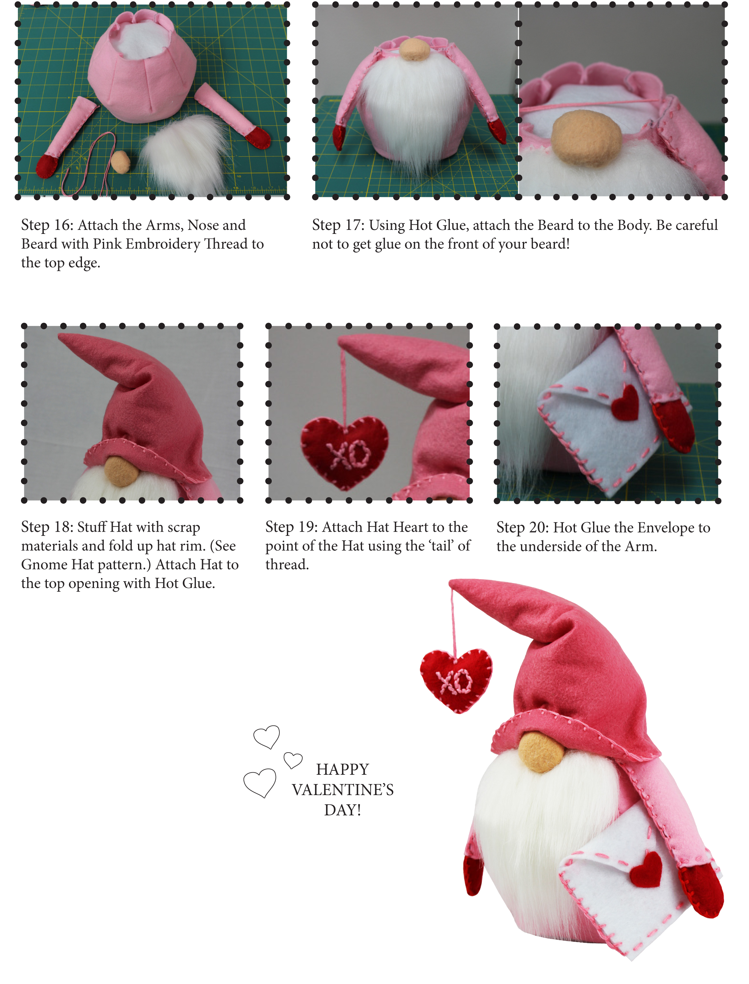 Steps to creating your heart gnome for Valentines