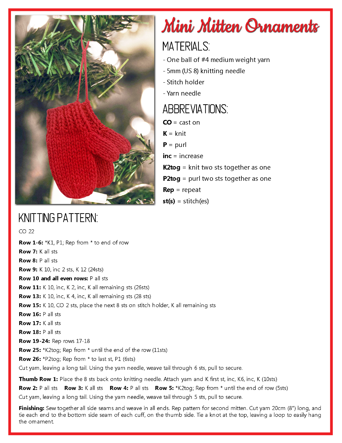 Steps to create your mitten ornaments