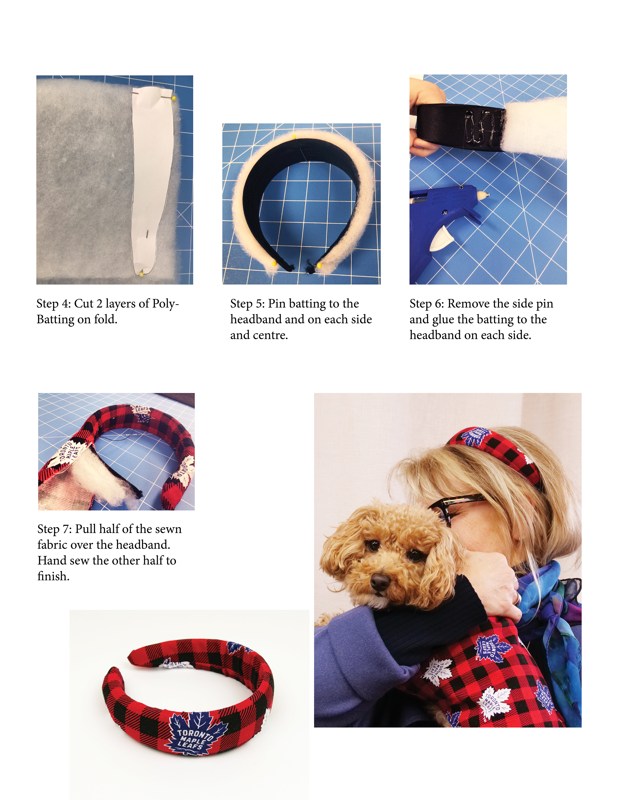 Last set of steps to creating your own printed padded headband