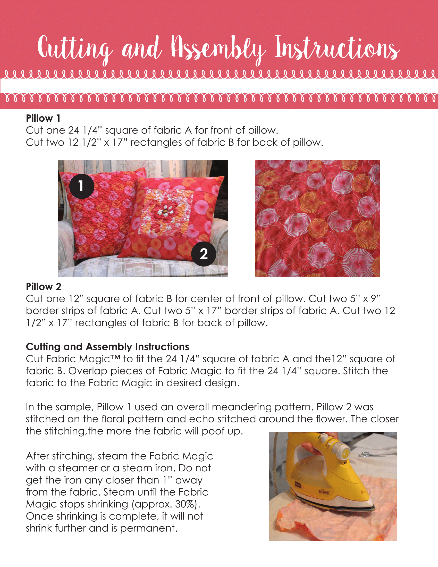 Cutting & assembly steps to create your pocket pillow