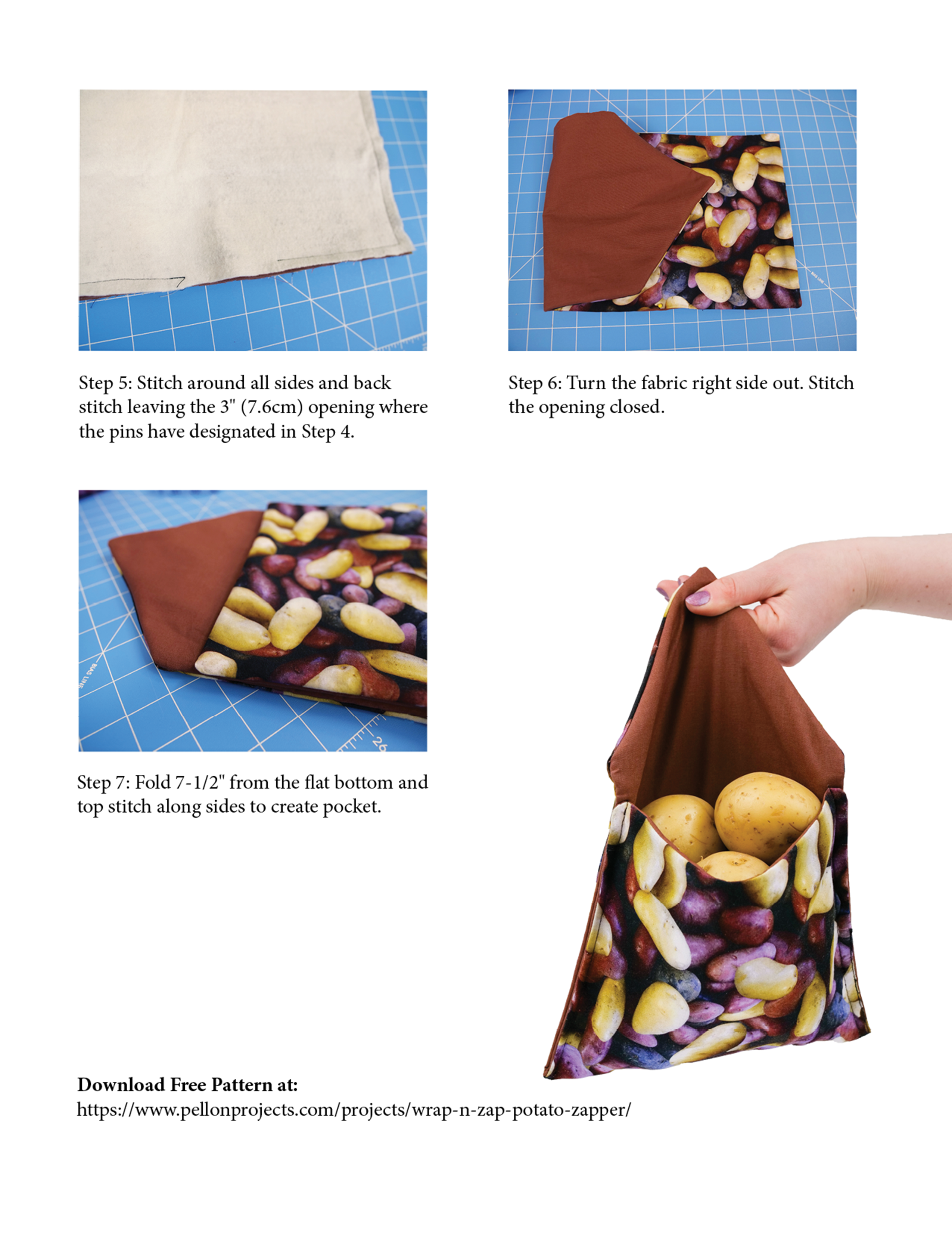 Last set of steps to creating your own  microwave potato bag