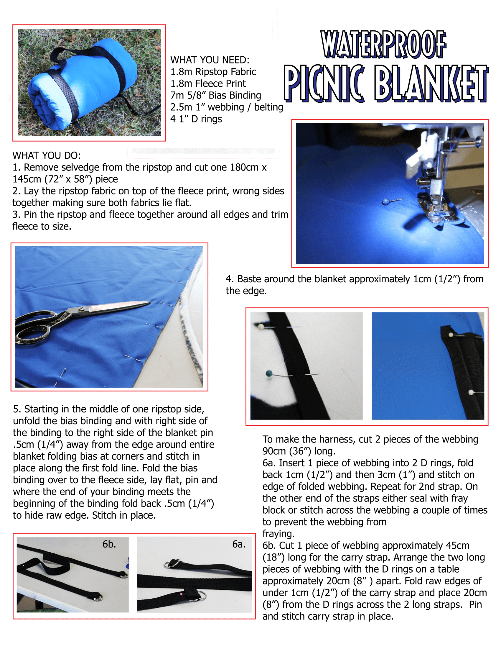 Requried materials & steps to make a waterproof picnic blanket