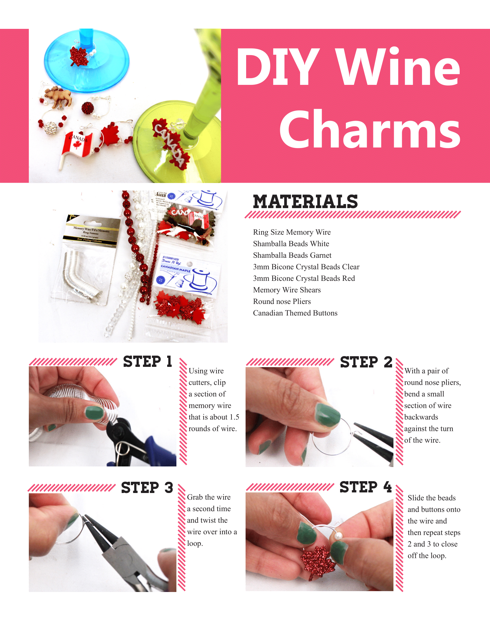 Materials & steps to create your wine charms
